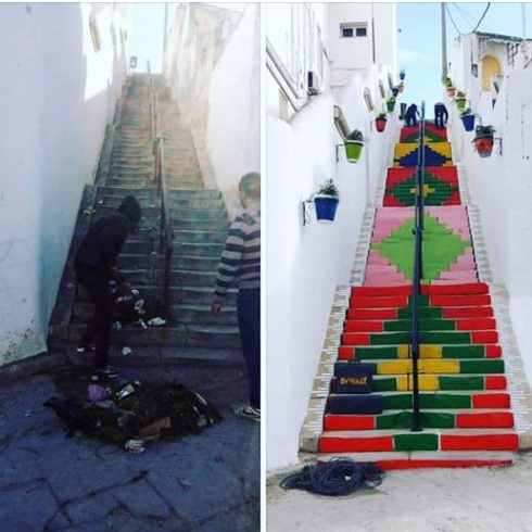 Tunisie-  Les escaliers de l’hôpital Habib Thameur métamorphosés