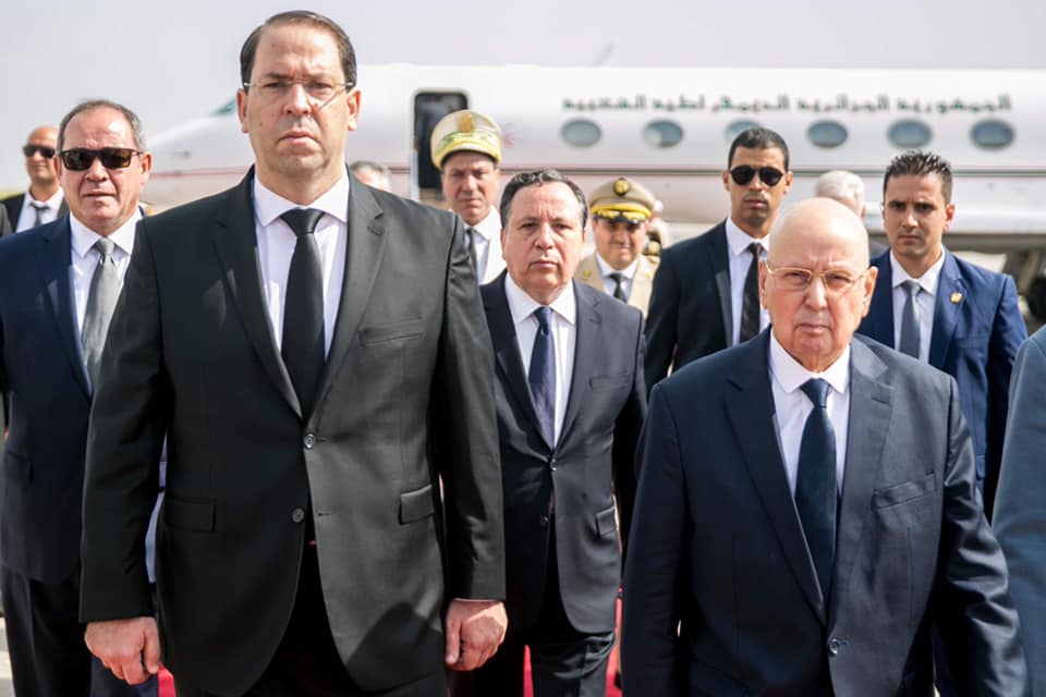 Funérailles de BCE-[photos]Youssef Chahed accueille le président algérien par intérim, Abdelkader Ben Salah