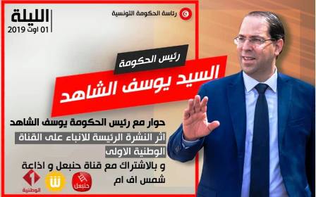 Tunisie – Le chef du gouvernement Youssef Chahed s’adressera à la Nation, ce soir