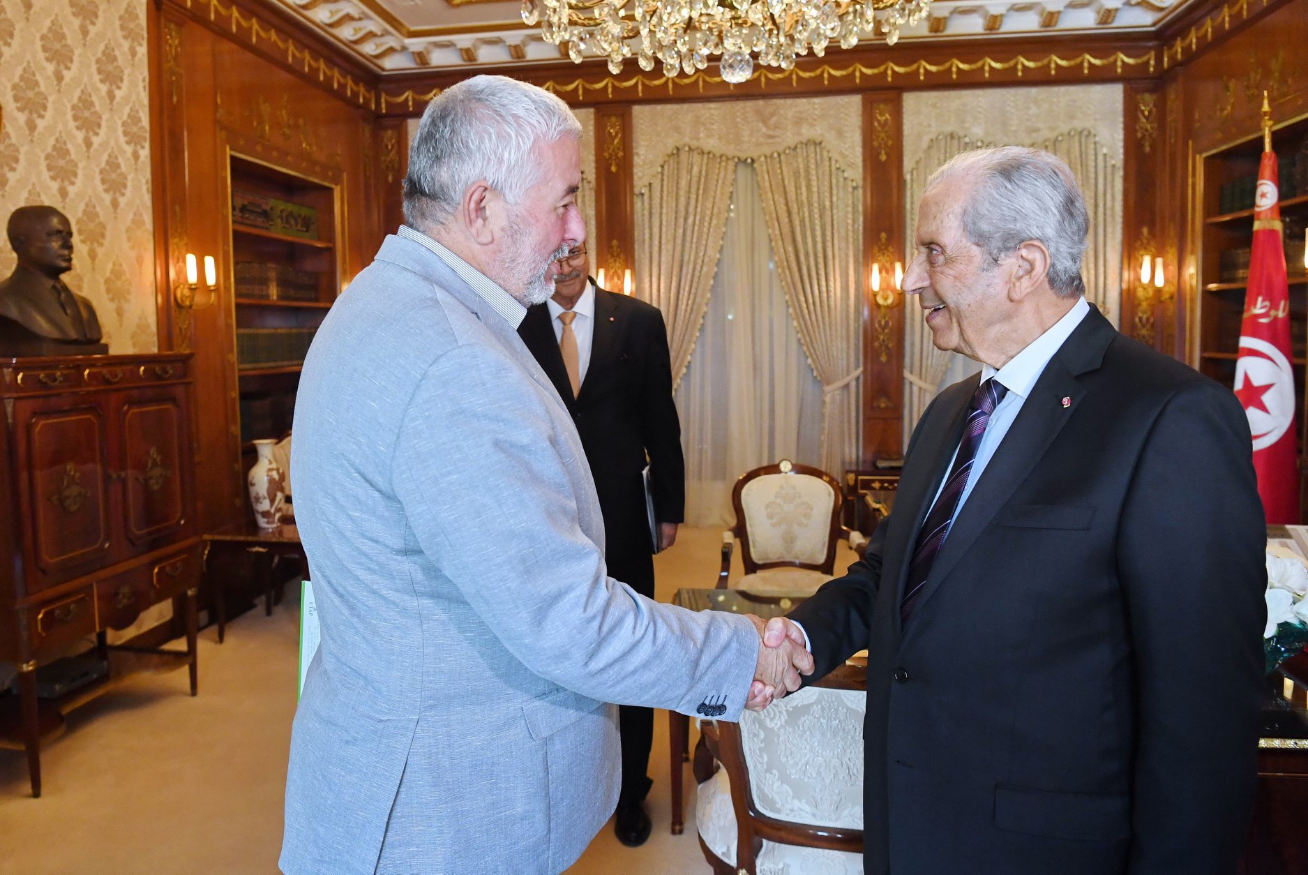 Tunisie- Mohamed Ennaceur reçoit Abdelmajid Ezzar au palais de Carthage