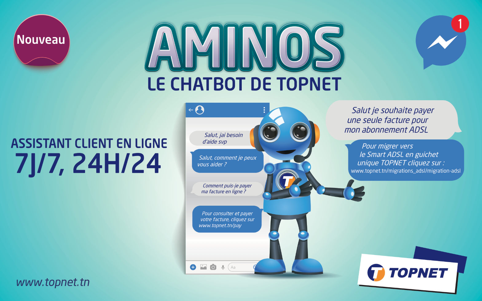 TOPNET lance AMINOS, sa nouvelle plateforme CHATBOT