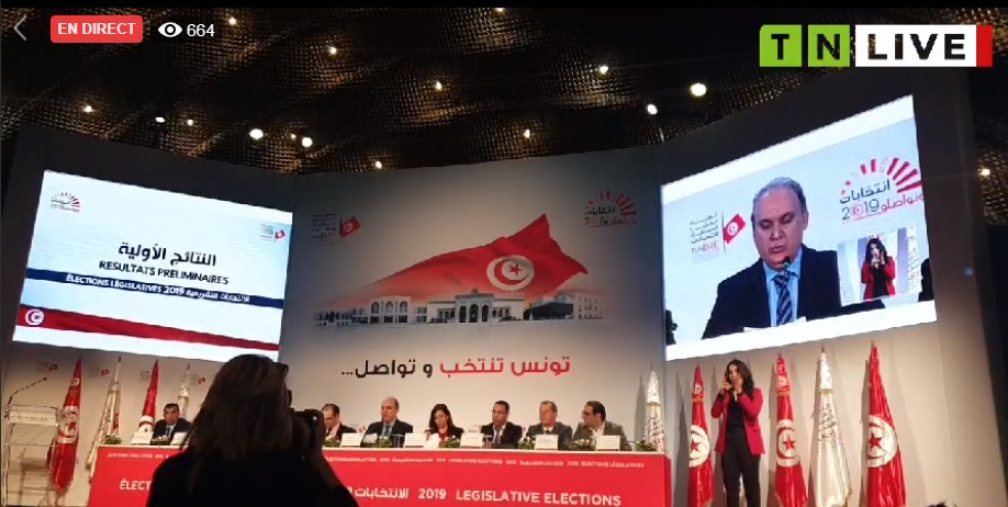  Tunisie – DERNIERE MINUTE : La conférence de presse de l’ISIE : Les résultats préliminaires des législatives 2019 : Annulations de résultats de quelques listes