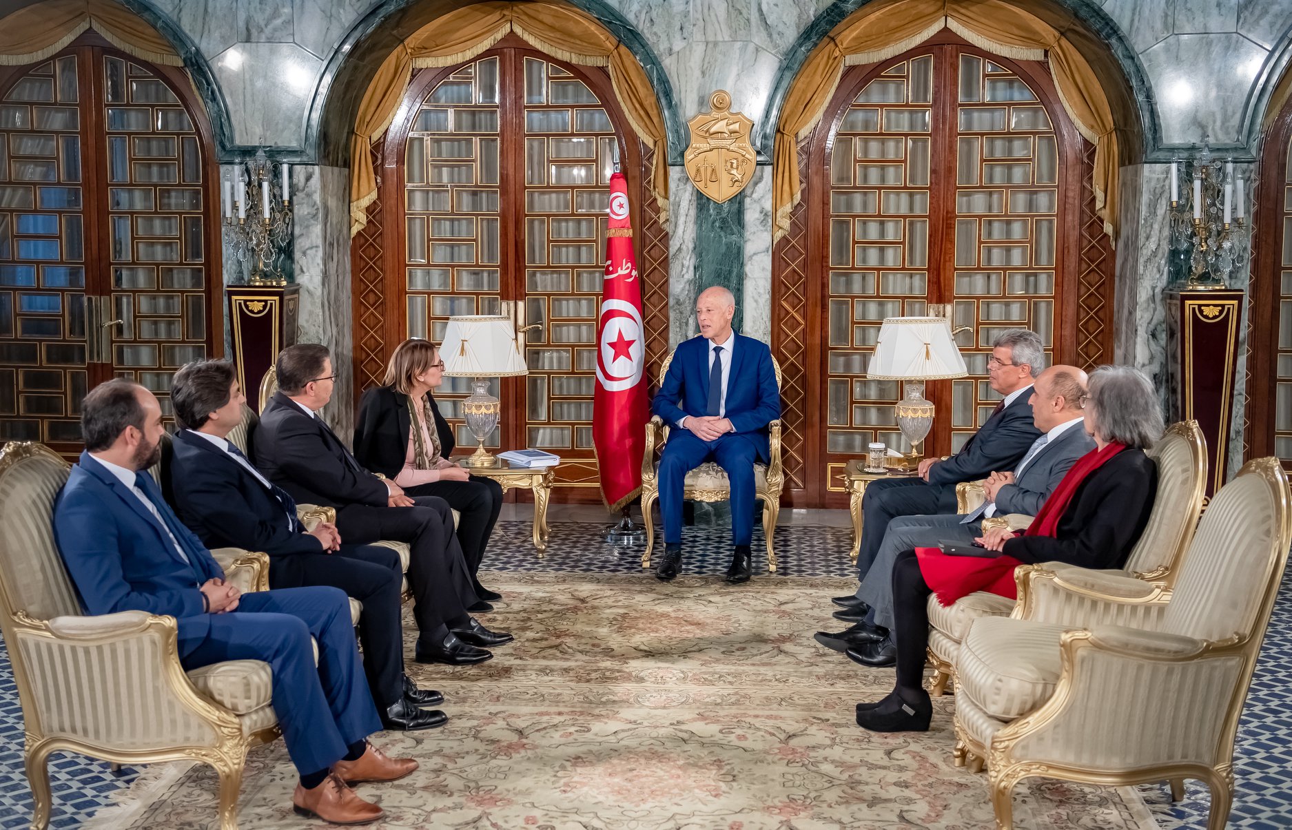 Tunisie :[photos] Kais Saïd reçoit un groupe journalistes au Palais de Carthage