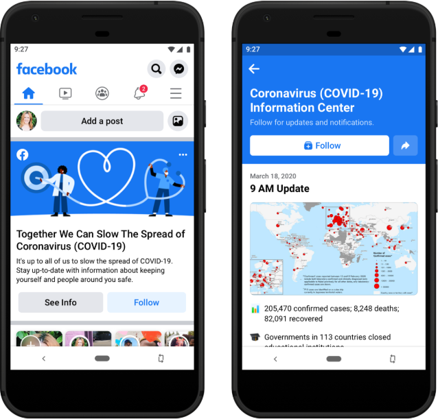 Coronavirus : Facebook s’organise pour informer correctement sur le COVID-19