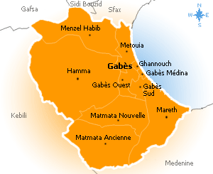 carte de la tunisie à gabès
