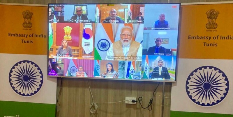 Vidéoconférence du Premier Ministre Indien avec les Ambassadeurs Indiens
