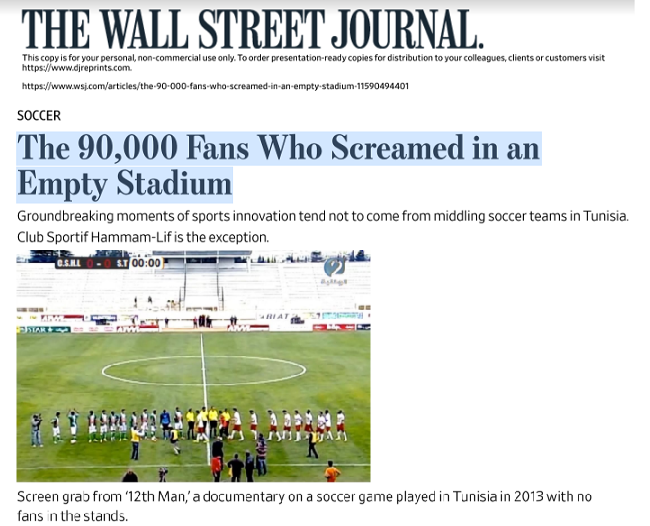 Selon le journal américain « Wall Street Journal » : Le CSHL, 1er club au monde à avoir utilisé l’application du public à distance dans un stade vide