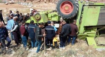 Tunisie – Trois blessés dans le renversement d’une moissonneuse batteuse