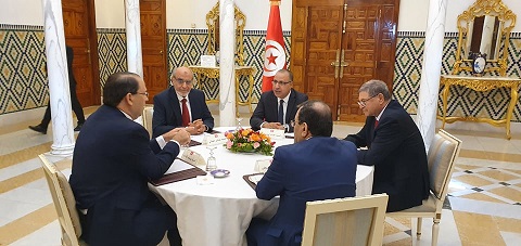 Tunisie [Photos]: Hichem Mechichi s’entretient avec Jebali, Laarayedh, Essid et Chahed