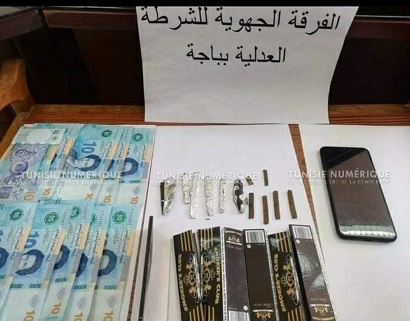 Tunisie [Photos]: Arrestation d’un individu à Béja et saisie de stupéfiants et d’une somme d’argent