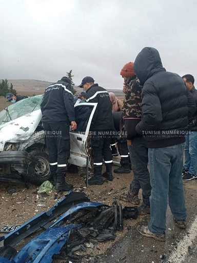 Tunisie [Photos]: Cinq blessés dans un accident de la route au Kef
