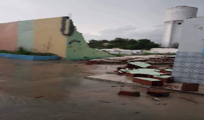 Tunisie-Moknine : Effondrement de la clôture d’une école à cause des intempéries
