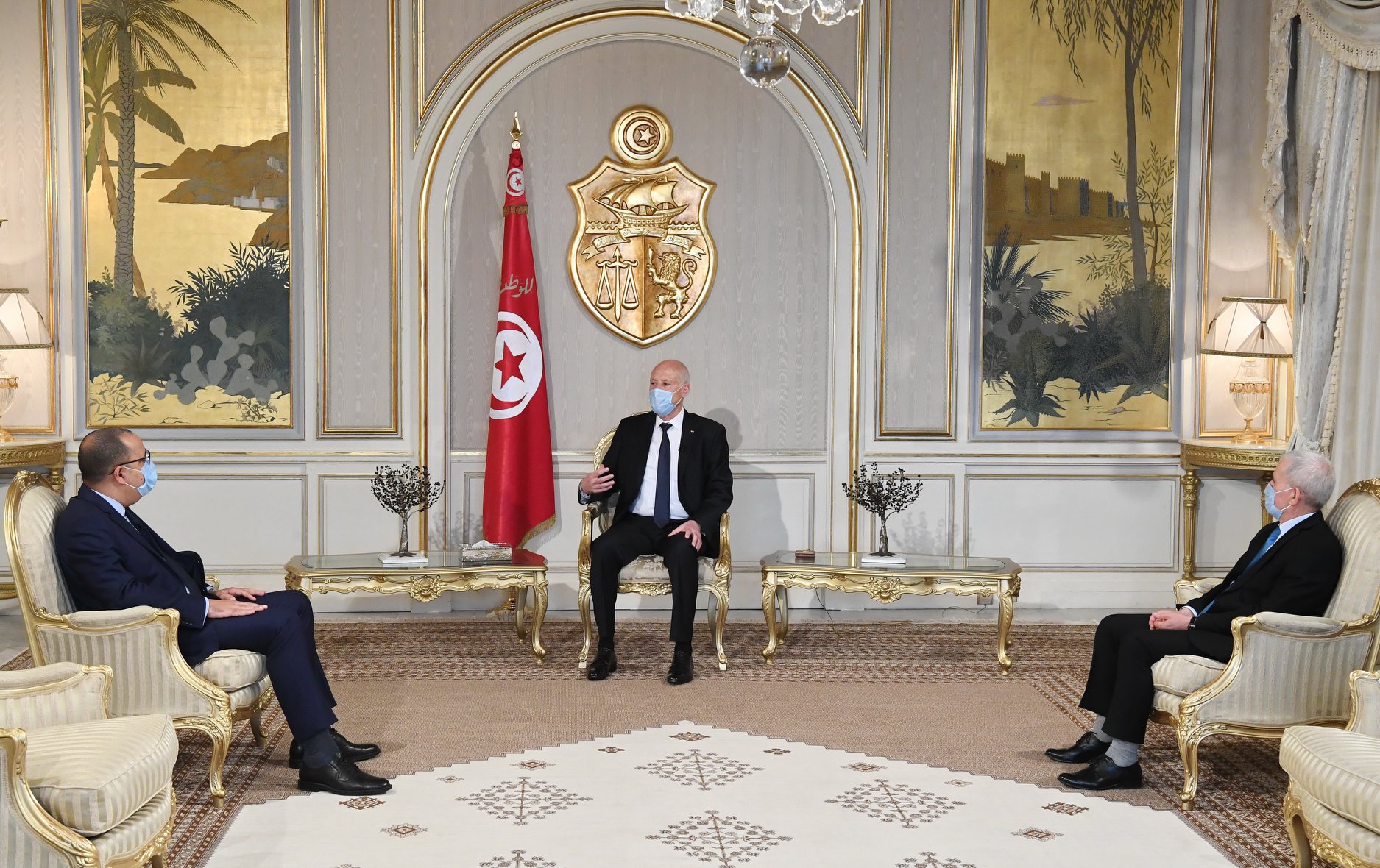 Tunisie: Kais Saied s’entretient avec Hichem Mechichi et Brahim Bartagi [Photos]