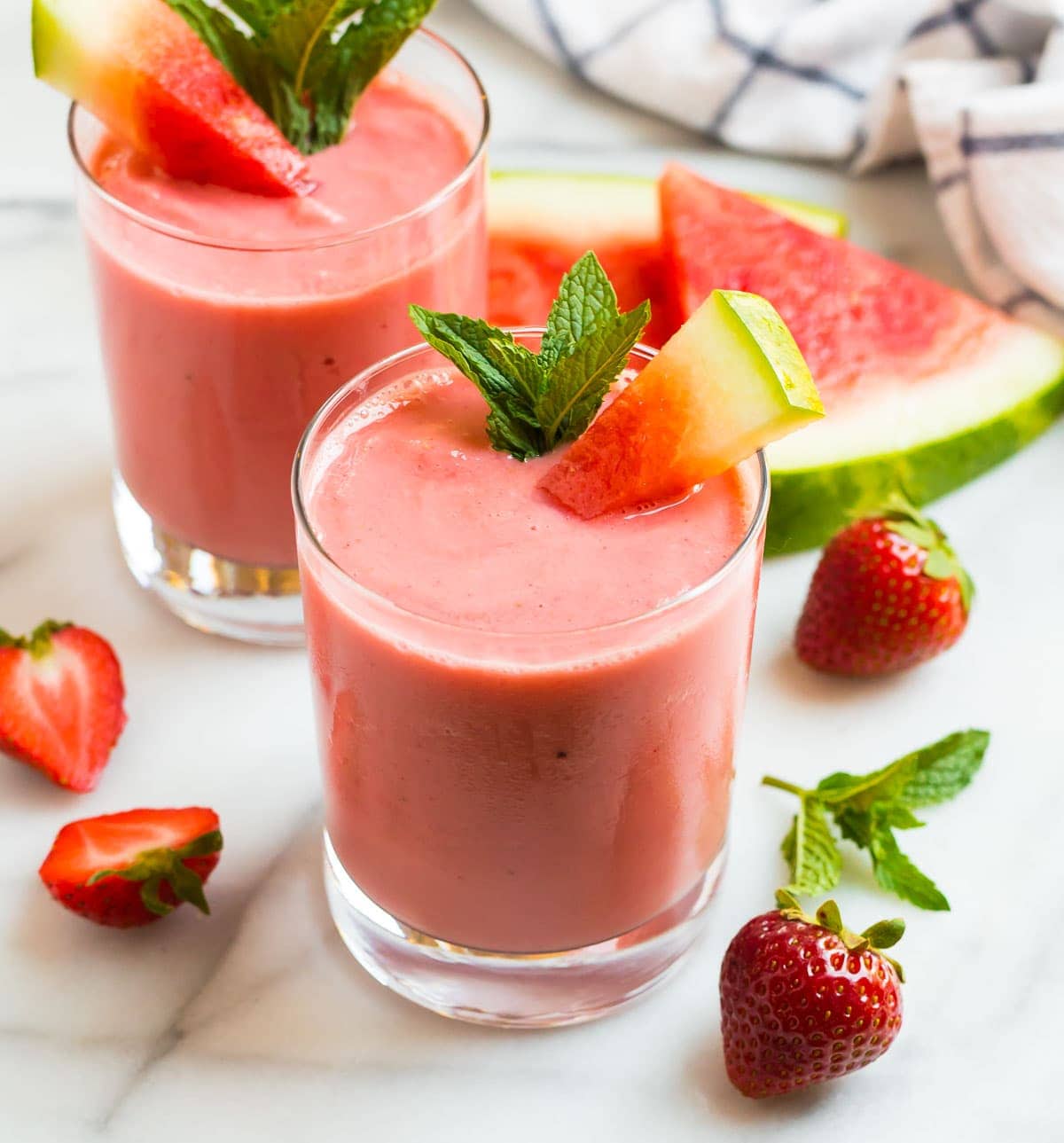 Recette : Smoothie fraise framboises et pastèque