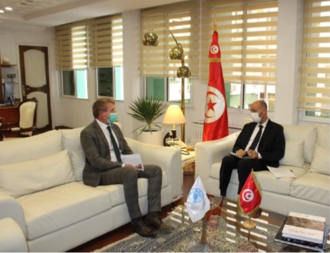 Audience de Mr Philippe Ankers Représentant de la FAO en Tunisie avec Mr Mahmoud Elias Hamza ministre de l’Agriculture des Ressources Hydrauliques et de la Pêche