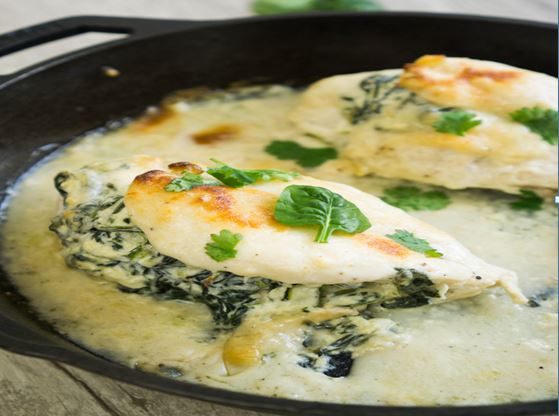 Recette : Poulet farci Aux épinards et fromage