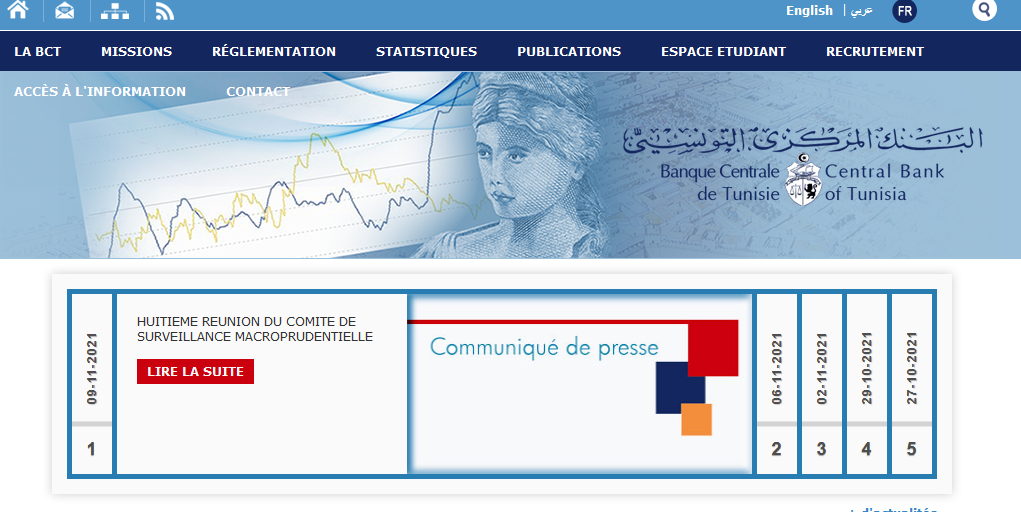 Tunisie – La BCT : un site internet capricieux !