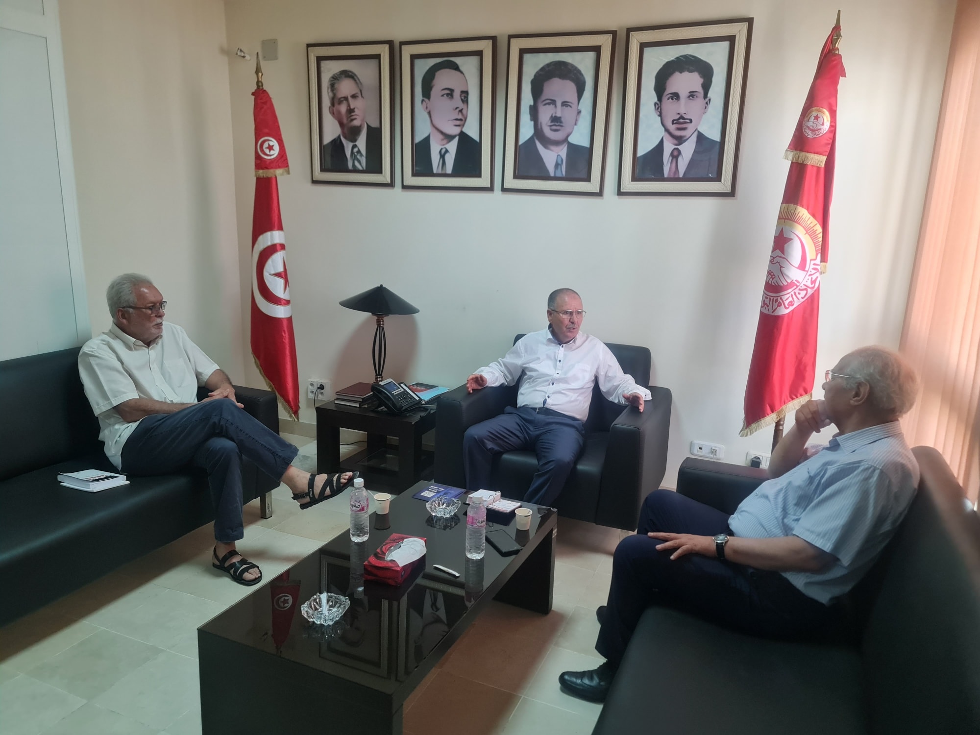 Noureddine Taboubi reçoit Mokhtar Trifi et Kamel Jendoubi