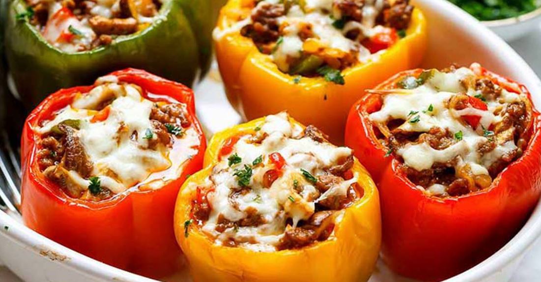 Recette : Poivrons farcis au Riz et au Poulet