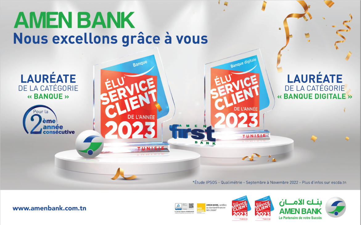 AMEN BANK et AMEN First Bank remportent le prestigieux label « Elu Service Client De l’Année 2023»
