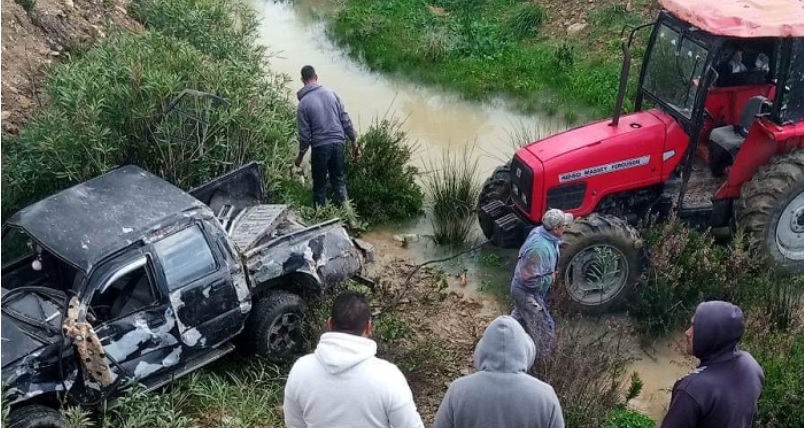 Tunisie – Bizerte : Chute d’une camionnette dans un oued