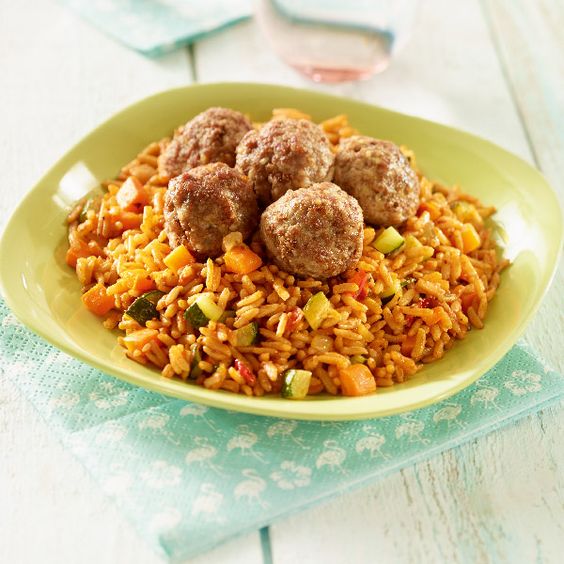 Recette riz aux boulettes de viandes