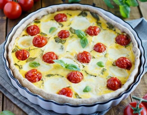 Recette : Quiche tomate mozzarella et basilic