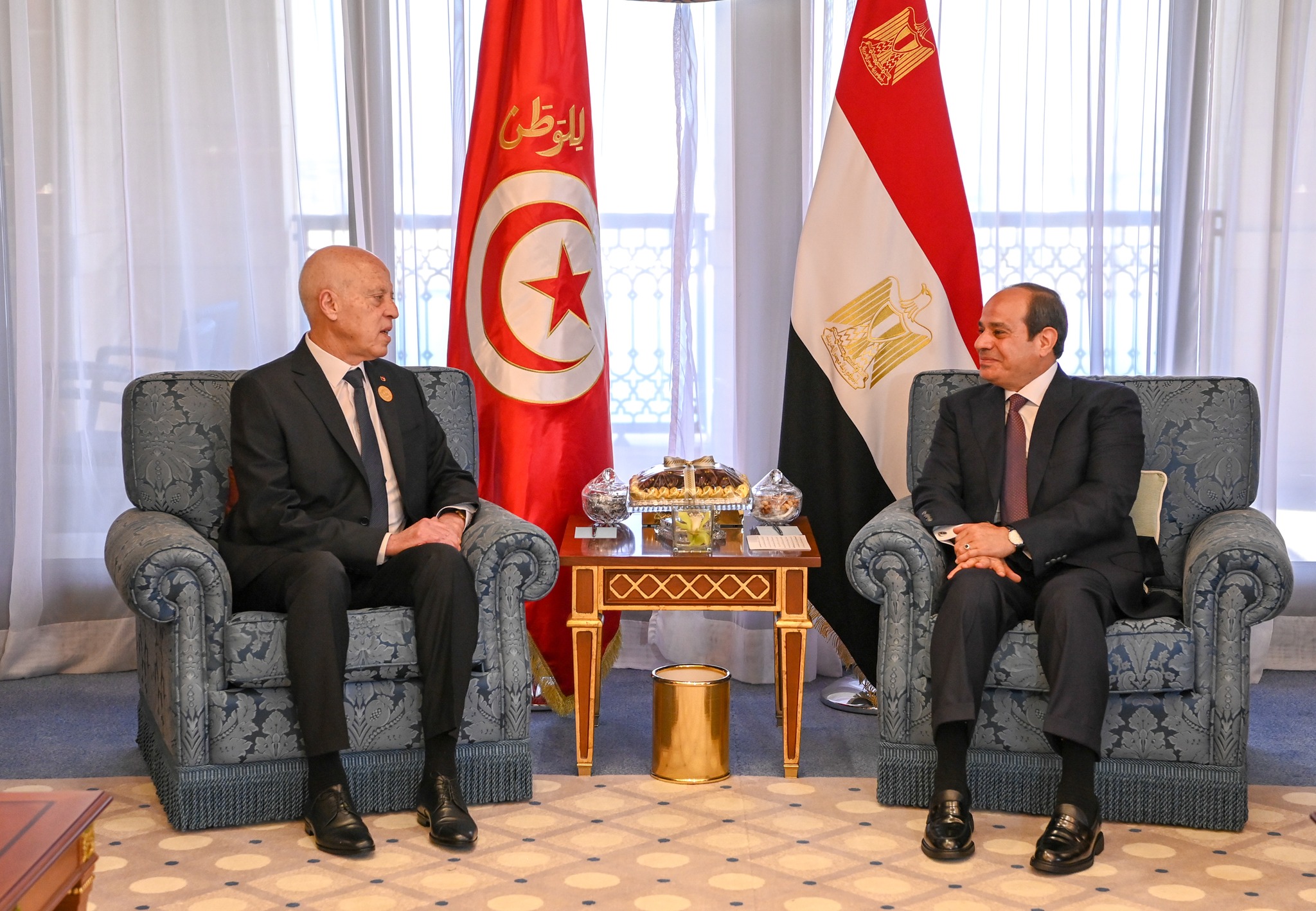 Kais Saïed et Abdelfattah Al Sissi discutent du sujet de la consolidation des relations entre les deux pays