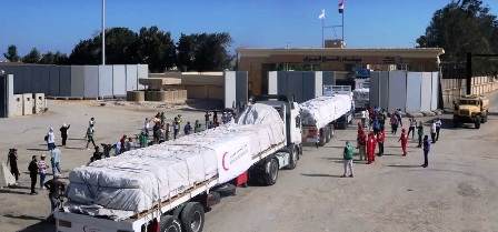 Rafah : Passage au compte gouttes des aides humanitaires pour les gazaouis