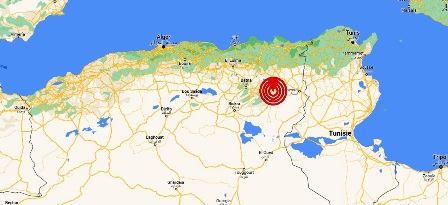 Secousse sismique en Algérie à une centaine de km de Kasserine