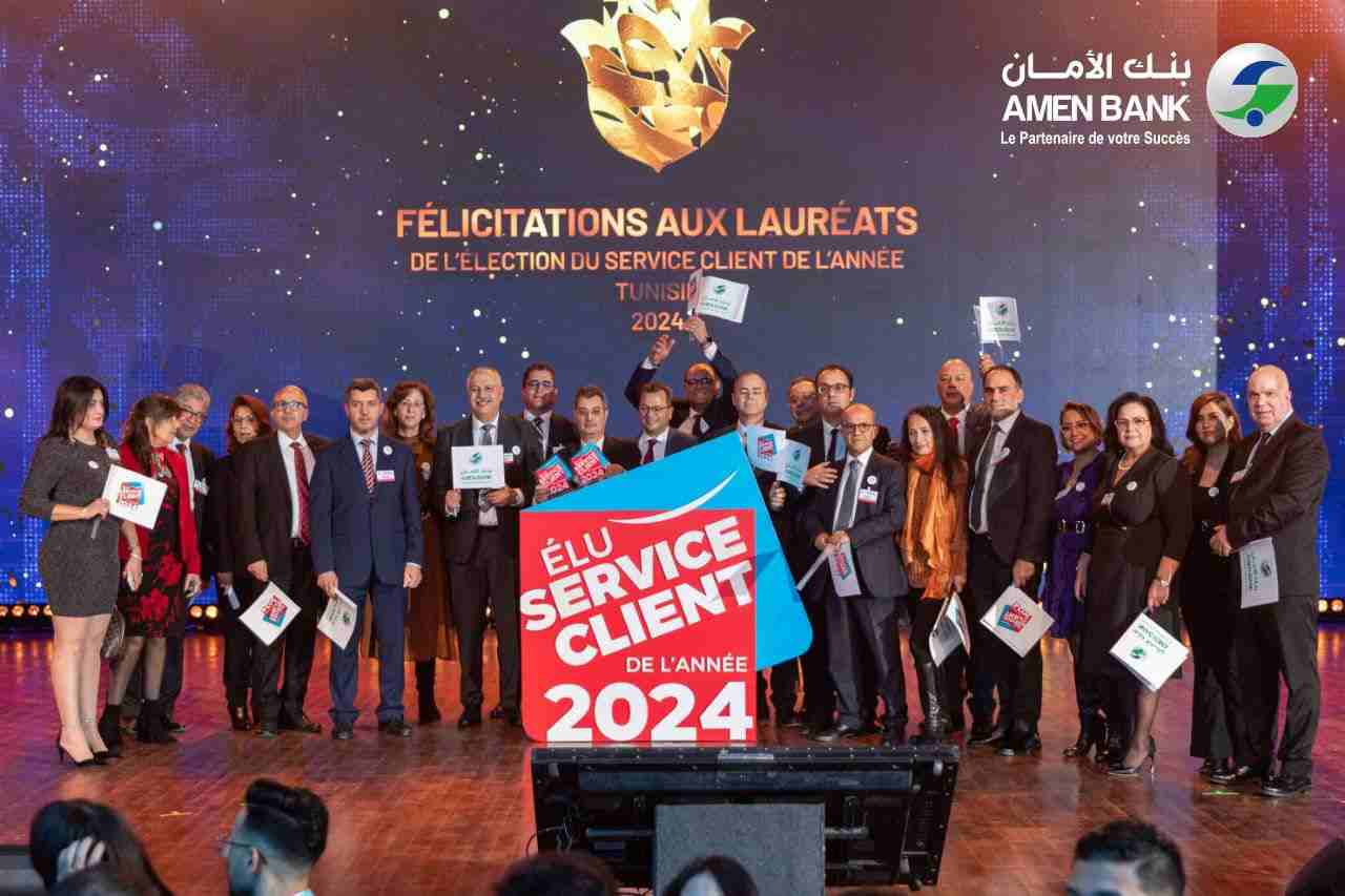 Pour la 3ème année consécutive, AMEN BANK a obtenu le label « Elu Service Client de l’Année 2024 »