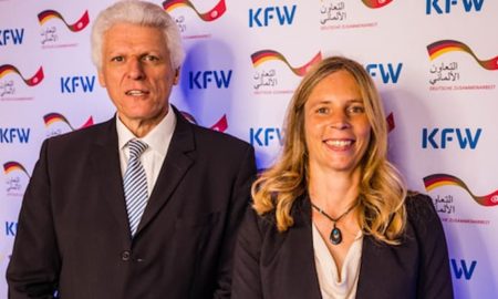 De gauche à droite : Dr. Jörg Dux, nouveau Directeur de Bureau de la KfW en Tunisie & Madame Beate Richter, ancienne Directrice de Bureau.