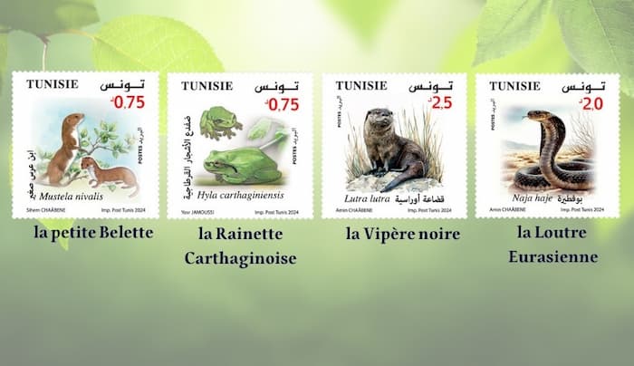 Émission d’une série de quatre timbres-poste dédiés aux animaux en danger d’extinction en Tunisie