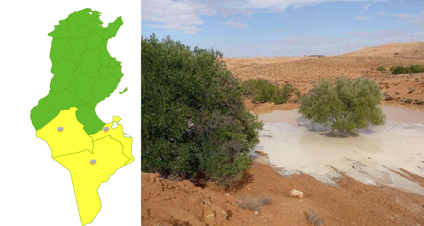 Carte vigilance: des pluies attendues dès ce soir dans trois gouvernorats du sud tunisien Carte vigilance: des pluies attendues dès ce soir dans trois gouvernorats du sud tunisien